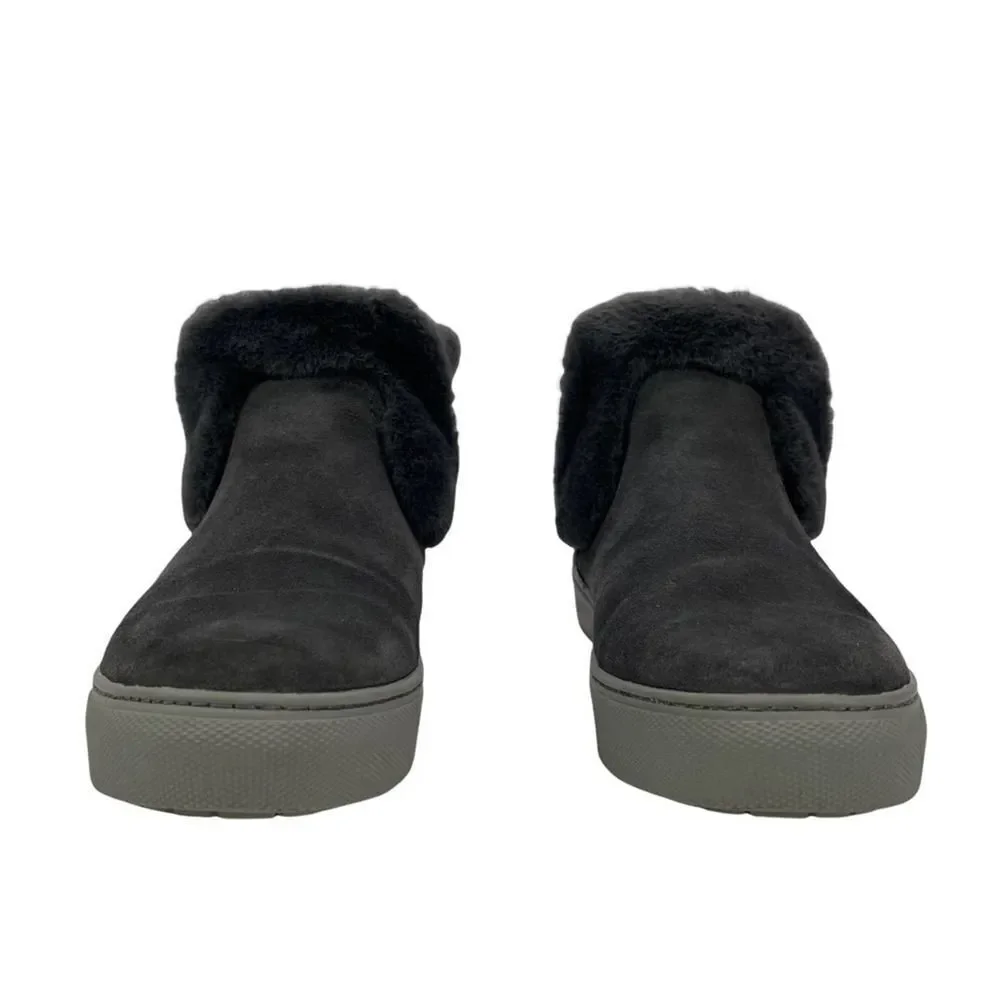 COUGAR Womens Duffy Faux Fur Trim Waterproof Gray Suede Ankle Sneakers Bootie 7